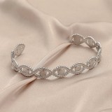 Love Stainless Steel Geometric Inlaid Interactive Open Bracelet Simple and Exquisite C-shaped Bracelet