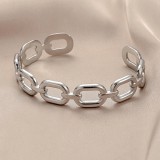 Love Stainless Steel Geometric Inlaid Interactive Open Bracelet Simple and Exquisite C-shaped Bracelet