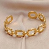 Love Stainless Steel Geometric Inlaid Interactive Open Bracelet Simple and Exquisite C-shaped Bracelet