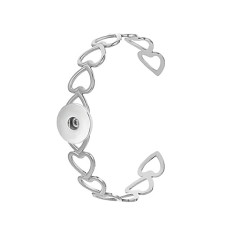 Love Stainless Steel Geometric Inlaid Interactive Open Bracelet Simple and Exquisite C-shaped Bracelet fit 18mm snap button jewelry