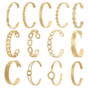 Love Stainless Steel Geometric Inlaid Interactive Open Bracelet Simple and Exquisite C-shaped Bracelet