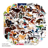 50pcs Funny horse rider graffiti stickers decorative suitcase notebook waterproof detachable stickers