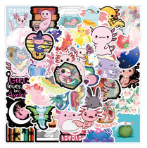 50pcs Cute Axolot graffiti stickers decorative suitcase notebook waterproof detachable stickers