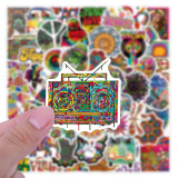 50pcs Colorful hippie bus small and fresh graffiti stickers decorative suitcase notebook waterproof detachable stickers