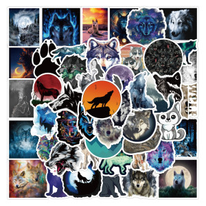 50pcs Animal wolf graffiti stickers decorative suitcase notebook waterproof detachable stickers
