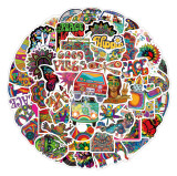 50pcs Colorful hippie bus small and fresh graffiti stickers decorative suitcase notebook waterproof detachable stickers