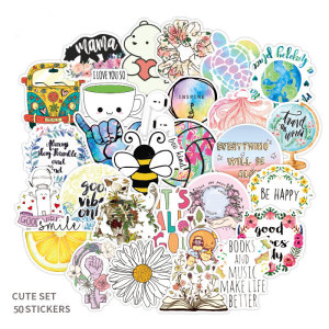 50pcs Small fresh graffiti stickers decorative suitcase notebook waterproof detachable stickers