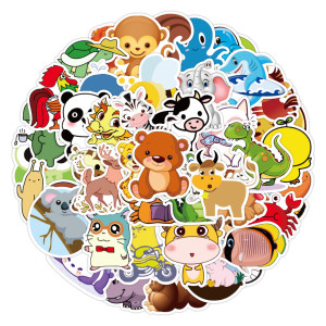 50pcs Cartoon animals  graffiti stickers decorative suitcase notebook waterproof detachable stickers