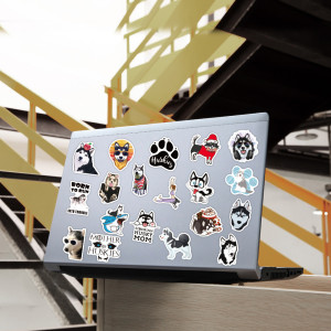 50pcs Husky dog graffiti stickers decorative suitcase notebook waterproof detachable stickers