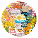50pcs English inspirational text graffiti stickers decorative suitcase notebook waterproof detachable stickers