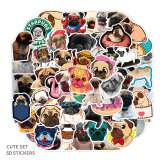 50pcs Cute Shar Pei graffiti stickers decorative suitcase notebook waterproof detachable stickers