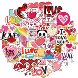 50pcs Love Valentine's Day graffiti stickers decorative suitcase notebook waterproof detachable stickers