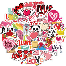 50pcs Love Valentine's Day graffiti stickers decorative suitcase notebook waterproof detachable stickers
