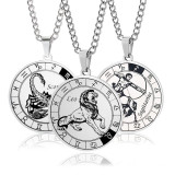 12 Constellation Pendant Necklace Couple Type Stainless Steel Necklace