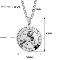 12 Constellation Pendant Necklace Couple Type Stainless Steel Necklace