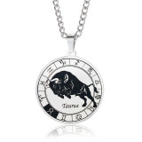 12 Constellation Pendant Necklace Couple Type Stainless Steel Necklace