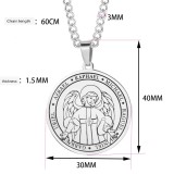 Stainless Steel Seven Angels Pendant Religious Necklace Round Brand Angel Wing Medal Necklace