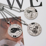 12 Constellation Pendant Necklace Couple Type Stainless Steel Necklace