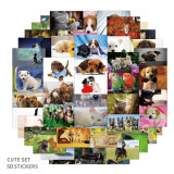 50pcs Cat Dog graffiti stickers decorative suitcase notebook waterproof detachable stickers
