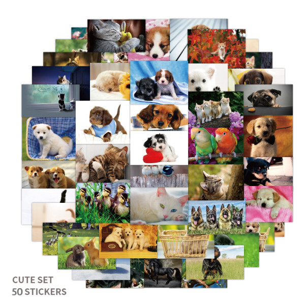 50pcs Cat Dog graffiti stickers decorative suitcase notebook waterproof detachable stickers