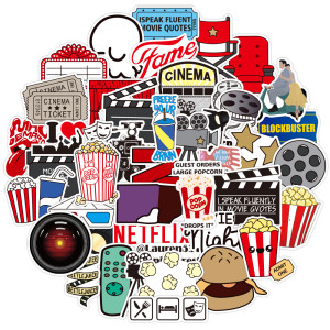 50pcs Movie party graffiti stickers decorative suitcase notebook waterproof detachable stickers