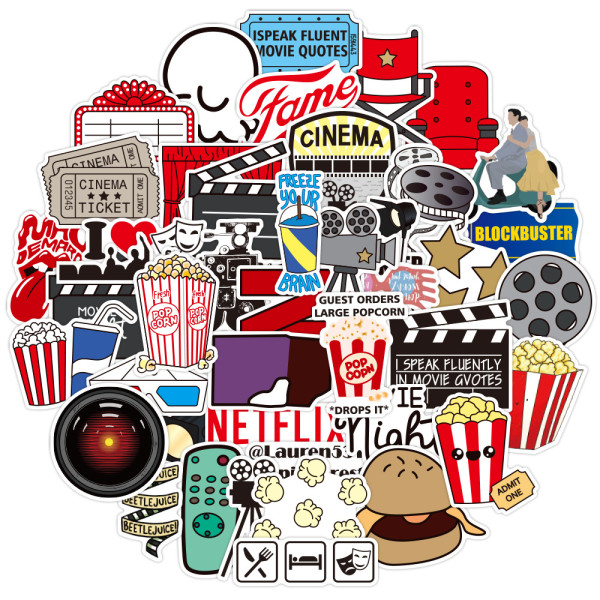 50pcs Movie party graffiti stickers decorative suitcase notebook waterproof detachable stickers