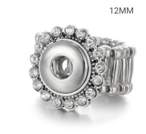 38 styles snaps adjustable sliver Ring with rhinestone fit 12mm snap snap button jewelry