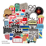 50pcs Movie party graffiti stickers decorative suitcase notebook waterproof detachable stickers