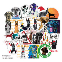 50pcs Great Dane pet graffiti stickers decorative suitcase notebook waterproof detachable stickers
