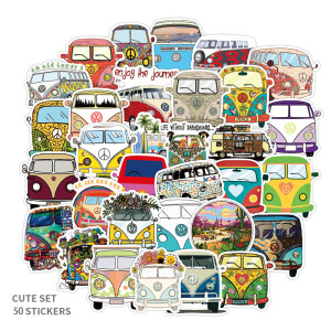 50pcs Bus Car graffiti stickers decorative suitcase notebook waterproof detachable stickers