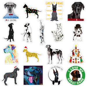 50pcs Great Dane pet graffiti stickers decorative suitcase notebook waterproof detachable stickers