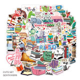 50pcs Book Lover graffiti stickers decorative suitcase notebook waterproof detachable stickers