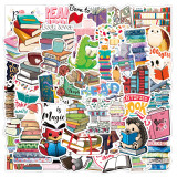 50pcs Book Lover graffiti stickers decorative suitcase notebook waterproof detachable stickers