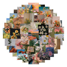 50pcs Flower landscape  graffiti stickers decorative suitcase notebook waterproof detachable stickers