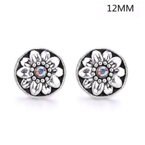 6 styles12MM Flowers design Rhinestone  Metal snap buttons