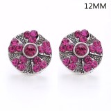 5 styles 12MM Flowers design Rhinestone  Metal snap buttons