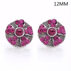 5 styles 12MM Flowers design Rhinestone  Metal snap buttons