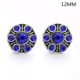 6 styles 12MM Flowers design Rhinestone  Metal snap buttons