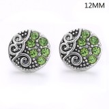 6 styles 12MM Flowers design Rhinestone  Metal snap buttons