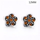 6 styles 12MM Flowers design Rhinestone  Metal snap buttons