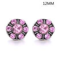 6 styles 12MM Flowers design Rhinestone  Metal snap buttons