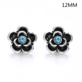 4 styles 12MM Flowers design Rhinestone  Metal snap buttons