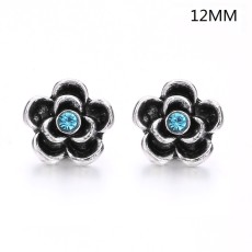 4 styles 12MM Flowers design Rhinestone  Metal snap buttons