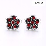 6 styles 12MM Flowers design Rhinestone  Metal snap buttons