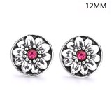 6 styles12MM Flowers design Rhinestone  Metal snap buttons
