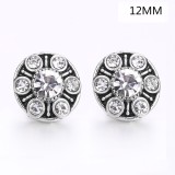 6 styles 12MM Flowers design Rhinestone  Metal snap buttons