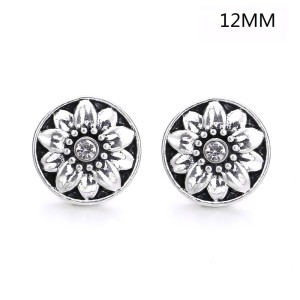 6 styles12MM Flowers design Rhinestone  Metal snap buttons