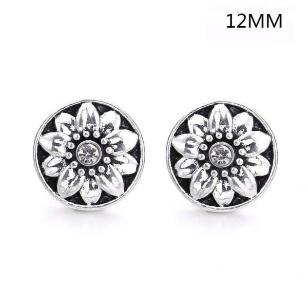 6 styles12MM Flowers design Rhinestone  Metal snap buttons