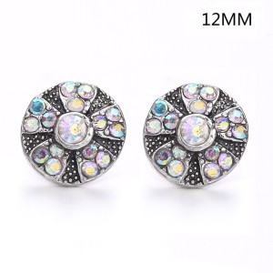 5 styles 12MM Flowers design Rhinestone  Metal snap buttons