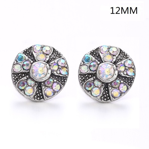 5 styles 12MM Flowers design Rhinestone  Metal snap buttons